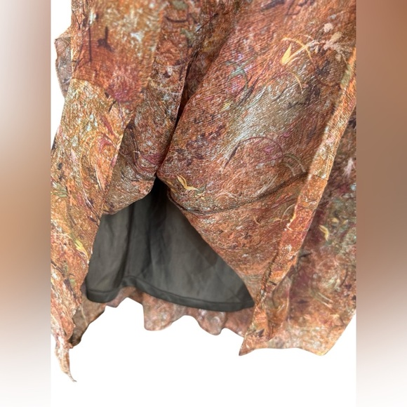 Y2K Brown Orange Abstract Midi Ruffle Skirt Large Boho Hippie Festival - Picture 3 of 6